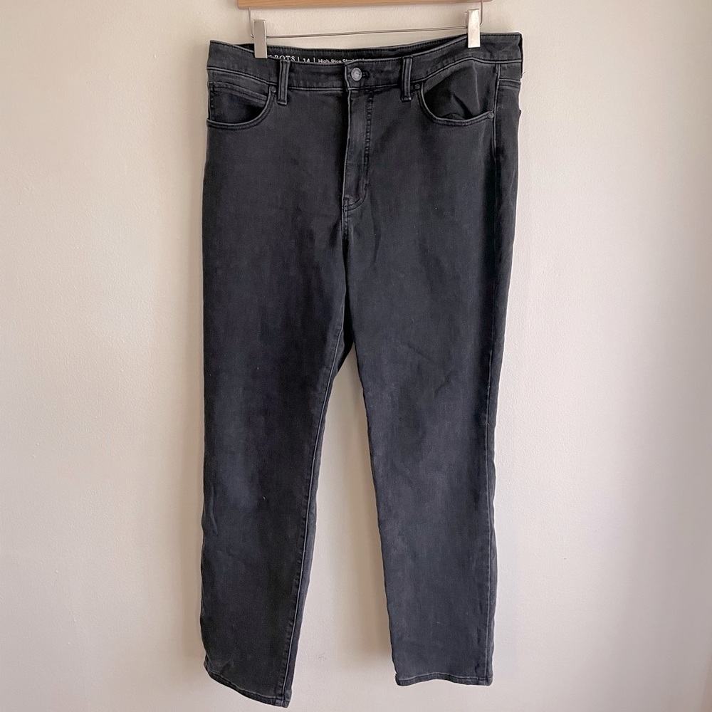Talbots high rise straight leg gray jeans! Womens size 14! Stretchy and comfy!